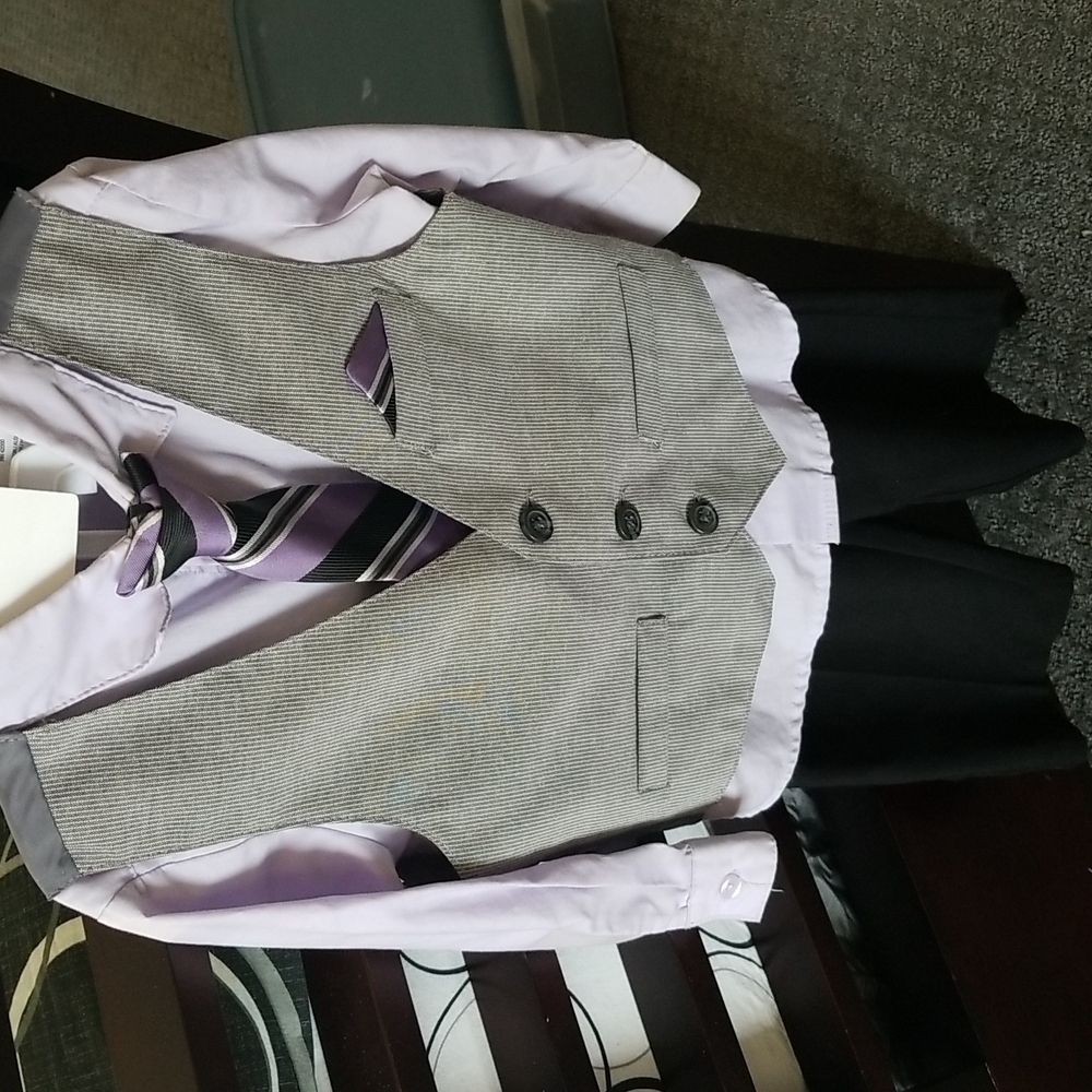 3 piece boys vest, button up and dress pants